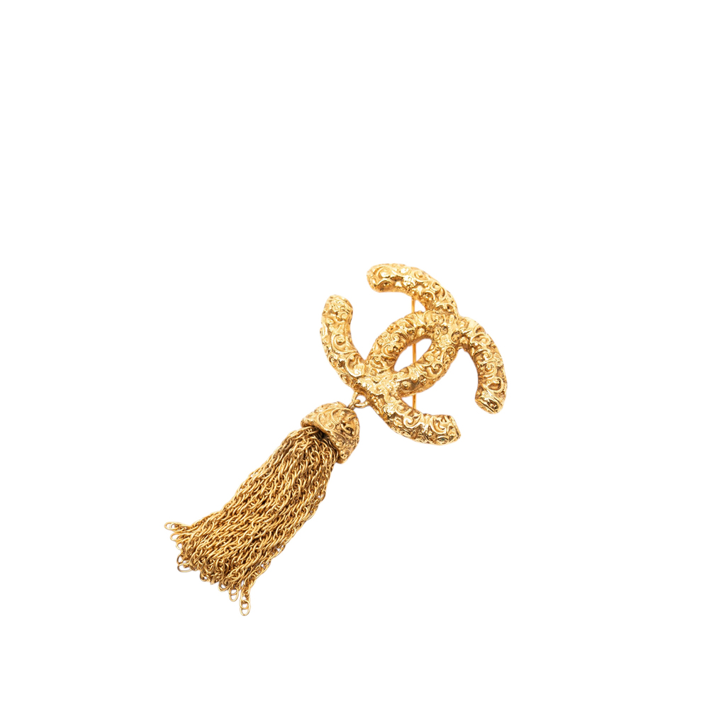 Pre-Loved Chanel CC Gold Plated Tassel Lava Fringe Brooch - Picture 1 of 3